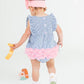 Baby Girls Blue Seersucker Classic Ruffle Bubble Romper - Savannah Creations