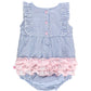 Baby Girls Blue Seersucker Classic Ruffle Bubble Romper - Savannah Creations