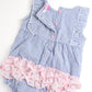 Baby Girls Blue Seersucker Classic Ruffle Bubble Romper - Savannah Creations