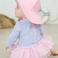 Baby Girls Periwinkle Blue Seersucker Tulle Skirted One Piece Rash Guard - Savannah Creations