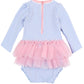 Baby Girls Periwinkle Blue Seersucker Tulle Skirted One Piece Rash Guard - Savannah Creations