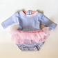 Baby Girls Periwinkle Blue Seersucker Tulle Skirted One Piece Rash Guard - Savannah Creations
