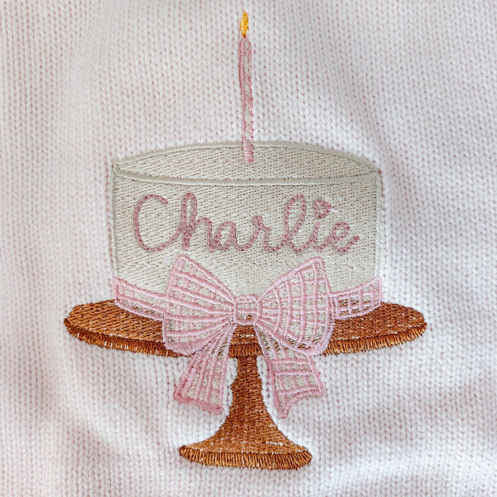 Baby Girl Monogrammed Birthday Romper, Customized Knitted Birthday Outfit