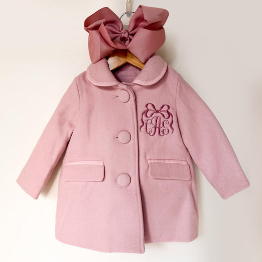 Baby Toddler Monogrammed Peacoat- Birthday, Valentine's Girly Coquette Coat