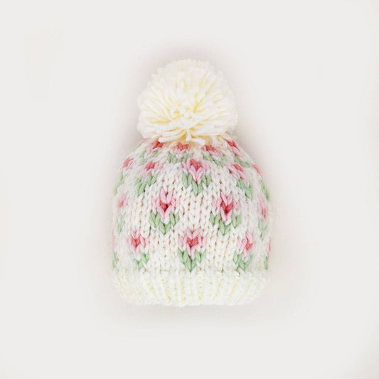 Bitty Blooms White Beanie Hat Baby & Kids - Savannah Creations
