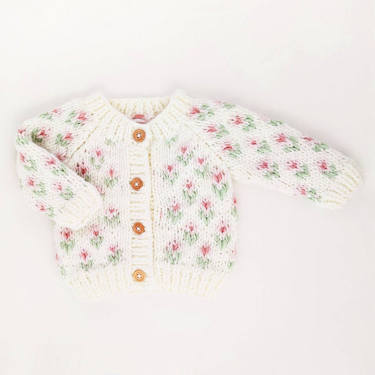 Bitty Blooms White Cardigan Sweater Baby & Toddler - Savannah Creations
