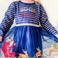 Blue Santa Tutu Dress with Gold Belt - Savannah Creations