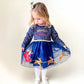 Blue Santa Tutu Dress with Gold Belt - Savannah Creations