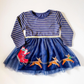 Blue Santa Tutu Dress with Gold Belt - Savannah Creations