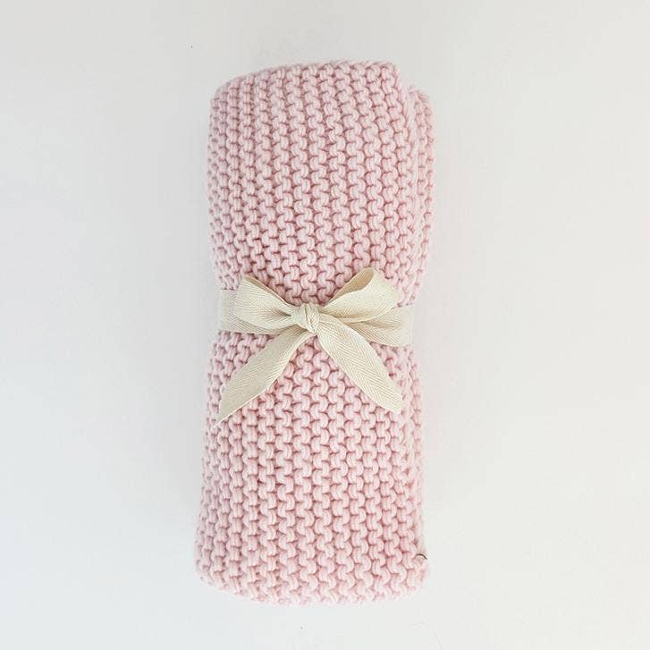 Blush Garter Stitch Knit Blanket Baby - Savannah Creations