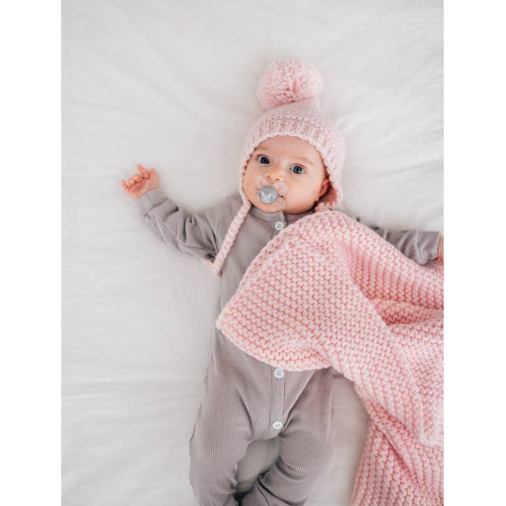 Blush Garter Stitch Knit Blanket Baby - Savannah Creations