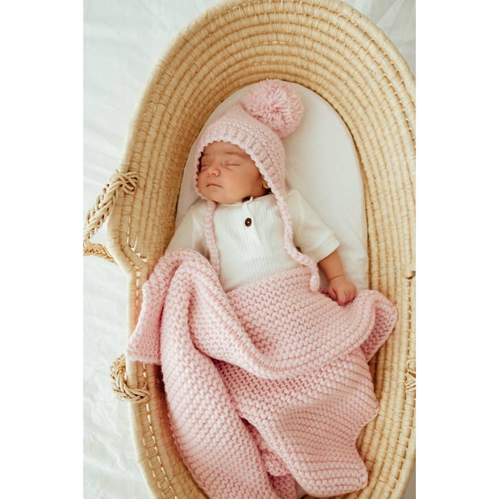 Blush Garter Stitch Knit Blanket Baby - Savannah Creations