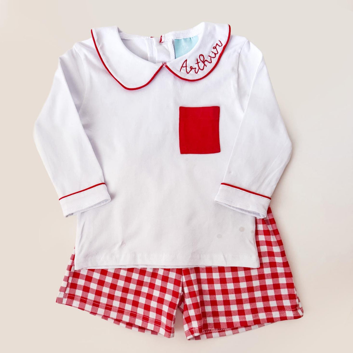 Boy's Monogrammed Valentine Outfit, 2 Piece Set, Shorts and Top, Photos, Party Outfit, Valentine's Day