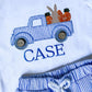 Boy's Personalized Easter Outfit: Embroidered Bunny Truck, Seersucker Shorts