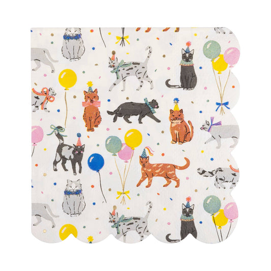 Cat-Themed Gold Foil Cocktail Napkins - Pack of 18 - Savannah Creations