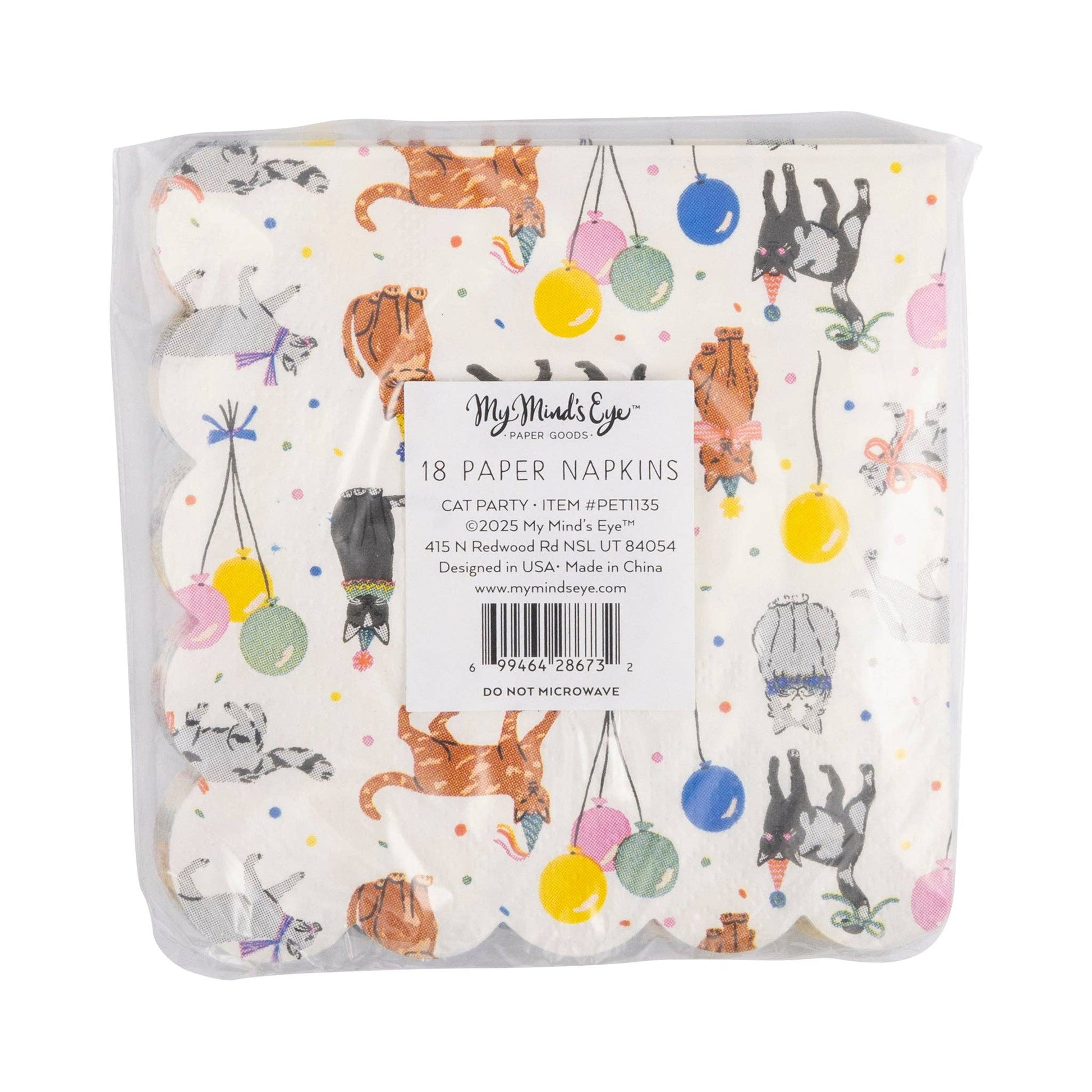 Cat-Themed Gold Foil Cocktail Napkins - Pack of 18 - Savannah Creations