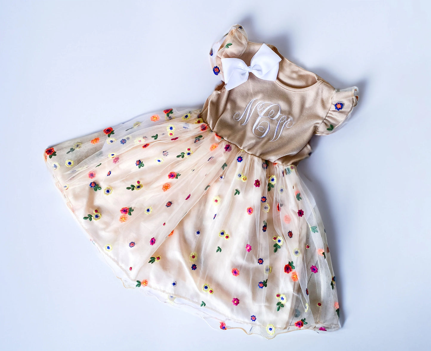 Charming Monogrammed Floral Spring Dress for Girls - Savannah Creations