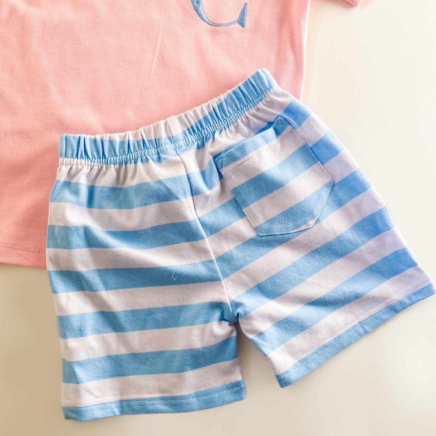 Monogrammed Sibling Outfit: Embroidered Dress & Shorts Set