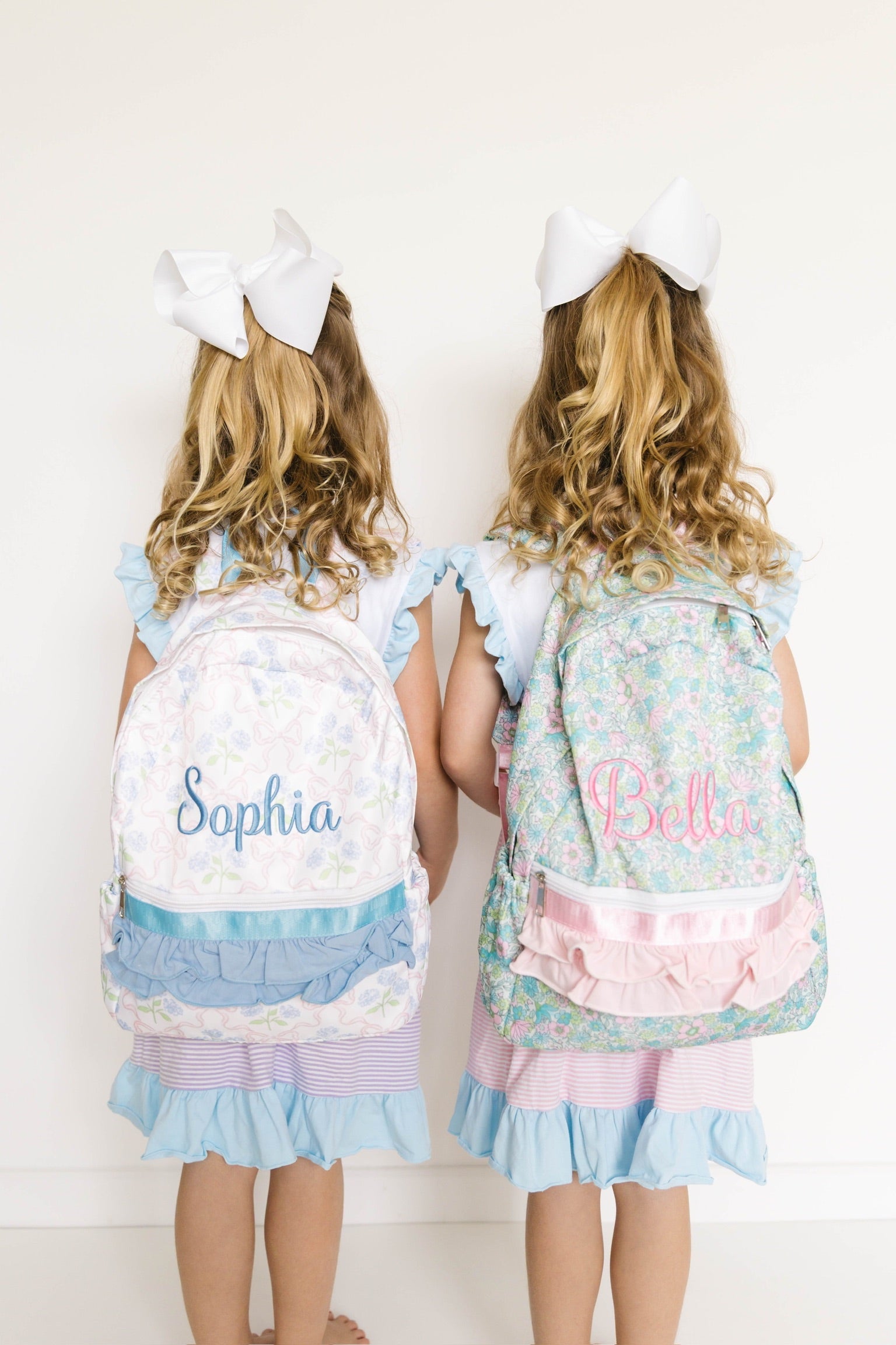 Chic Personalized Girls Backpack with Bow & Ruffle Design - Savannah Creations