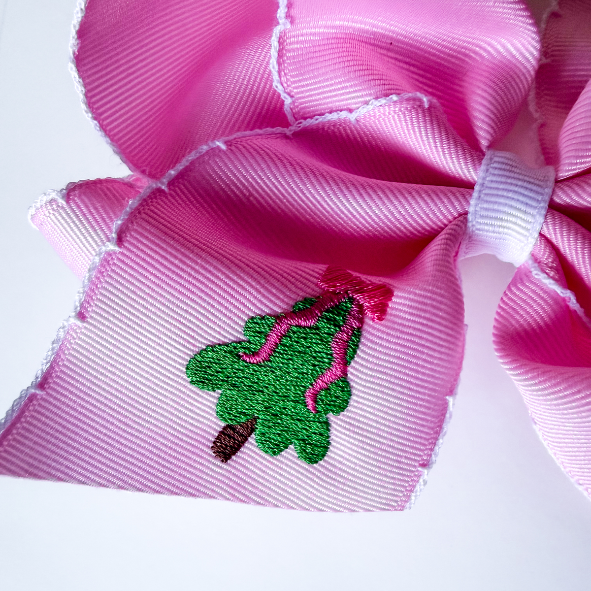 Christmas Tree Embroidered Hairbow - Savannah Creations