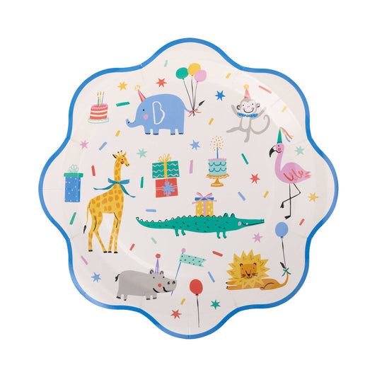 Colorful Animal Party Plates - 8 Pack, 9'' Fun Birthday Theme - Savannah Creations