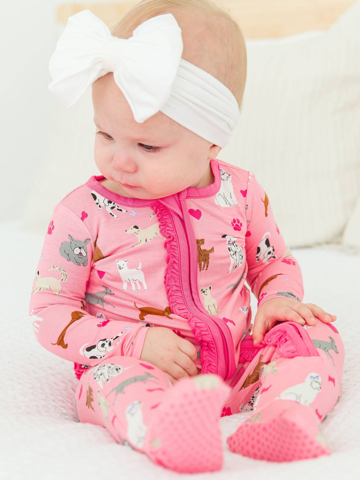 CozyPaws Bamboo Baby Sleeper with Puppy Print & Zipper - Savannah Creations