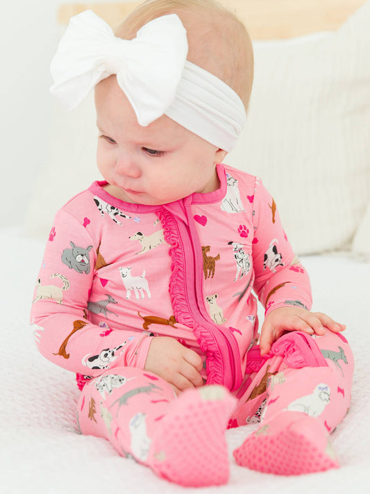 CozyPaws Bamboo Baby Sleeper with Puppy Print & Zipper - Savannah Creations