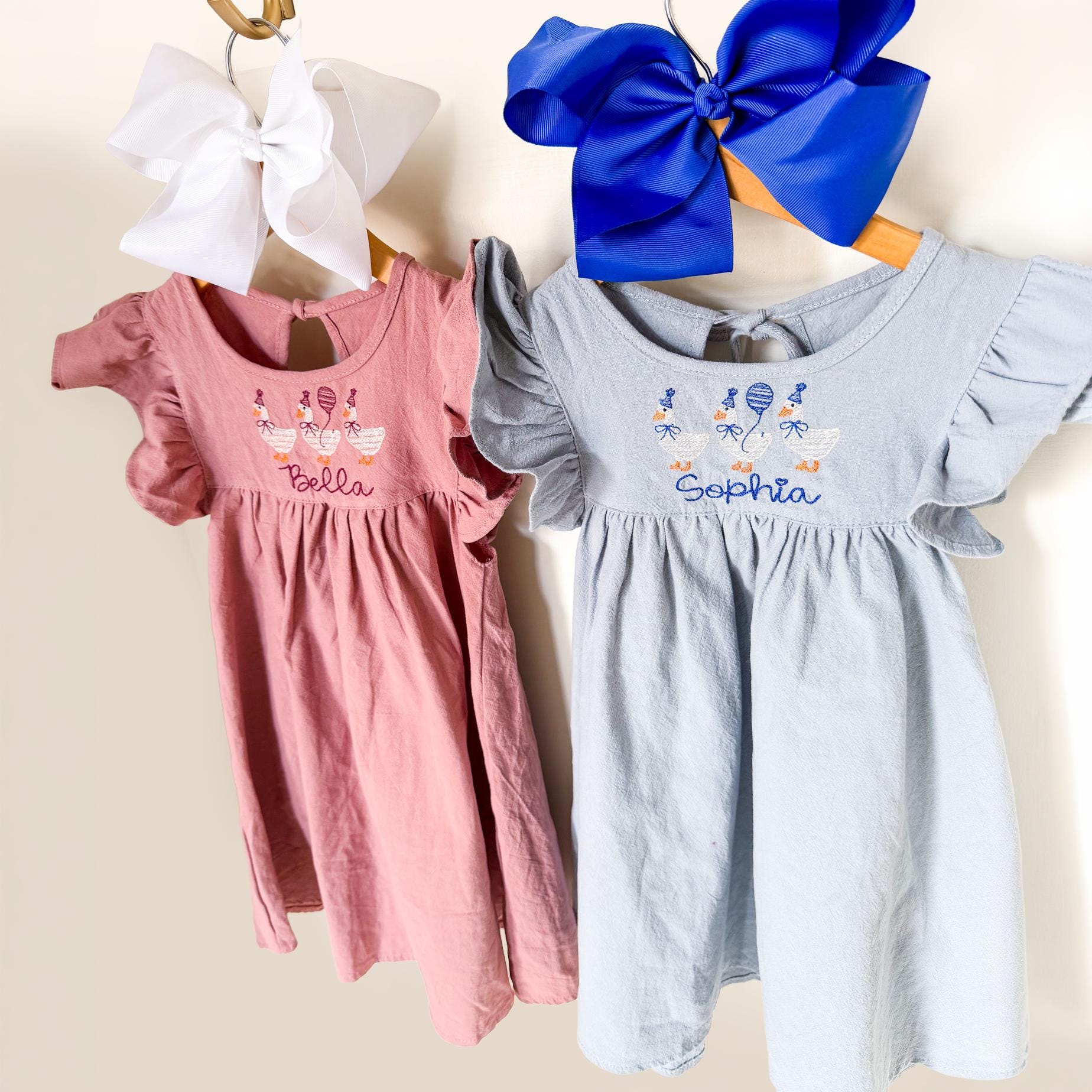 personalised birthday dress Custom Embroidered Goose Linen for Girls 4-5 / Pink Boho Dresses They are available in Sizes:24 Glamrae Elegant Black Luxury