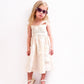 Monogrammed Toddler Cotton Linen Dress: Tie Strap Bow, Personalized Birthday Gift