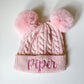 Monogrammed Baby Beanie: Personalized Pom Pom Knit Winter Hat