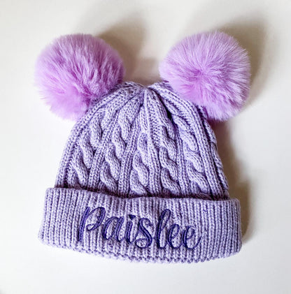 Monogrammed Baby Beanie: Personalized Pom Pom Knit Winter Hat