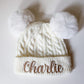 Monogrammed Baby Beanie: Personalized Pom Pom Knit Winter Hat