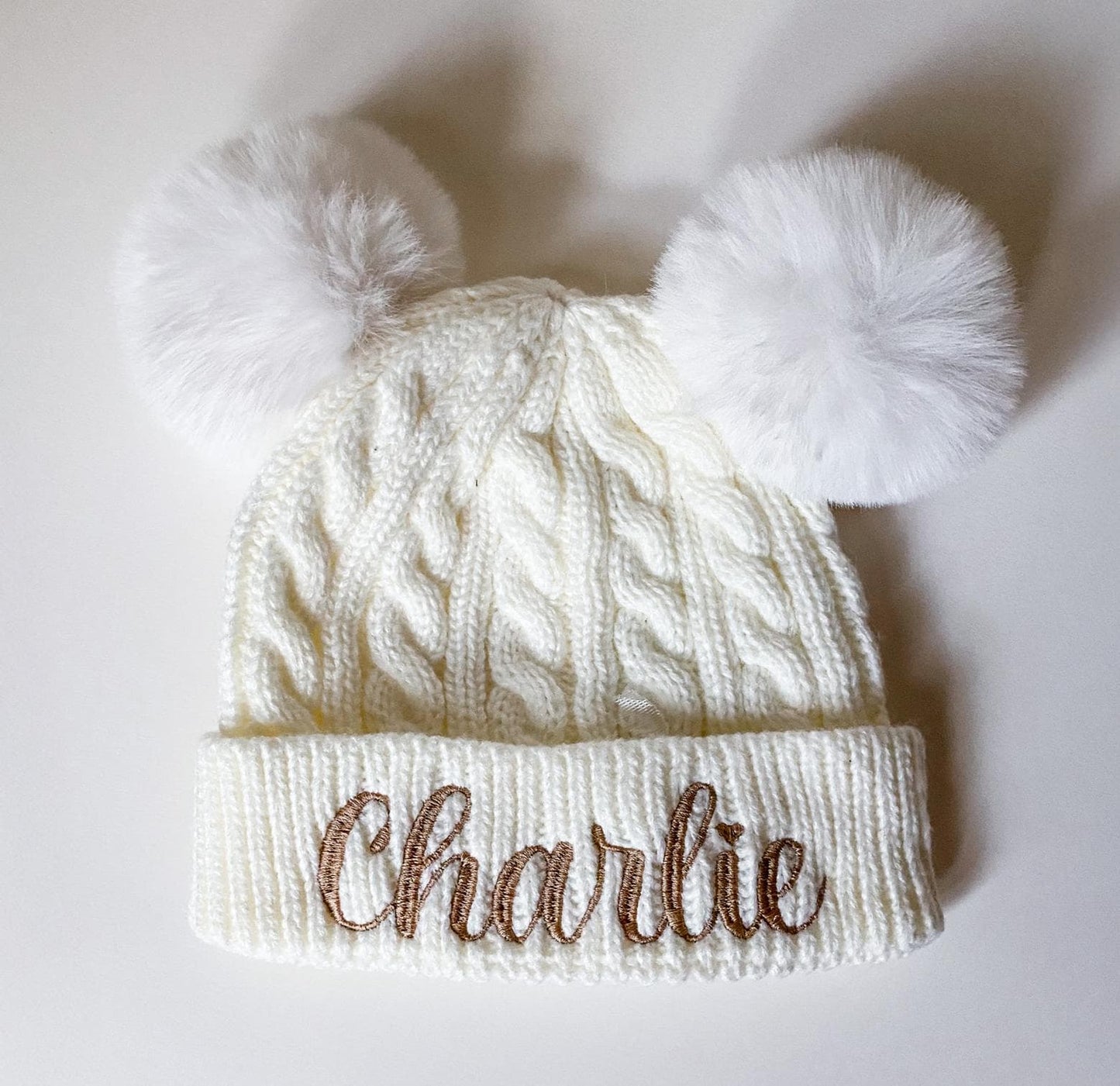 Monogrammed Baby Beanie: Personalized Pom Pom Knit Winter Hat