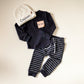 Custom Baby Boy Outfit: Monogrammed Beanie & Striped Sweatsuit