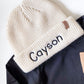 Custom Baby Boy Outfit: Monogrammed Beanie & Striped Sweatsuit