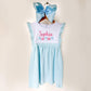 Custom Embroidered Striped Summer Dress with Ruffle Sleeves - Personalized Beach Outfit for Girls __etsy:7970600808