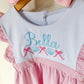Custom Embroidered Striped Summer Dress with Ruffle Sleeves - Personalized Beach Outfit for Girls __etsy:7970600910