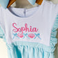 Custom Embroidered Striped Summer Dress with Ruffle Sleeves - Personalized Beach Outfit for Girls __etsy:8018551891