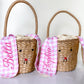 Custom Woven Easter Basket, Rabbit Ear Rattan Straw Basket, Large, Monogrammed / Customized
