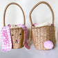 Custom Woven Easter Basket, Rabbit Ear Rattan Straw Basket, Large, Monogrammed / Customized