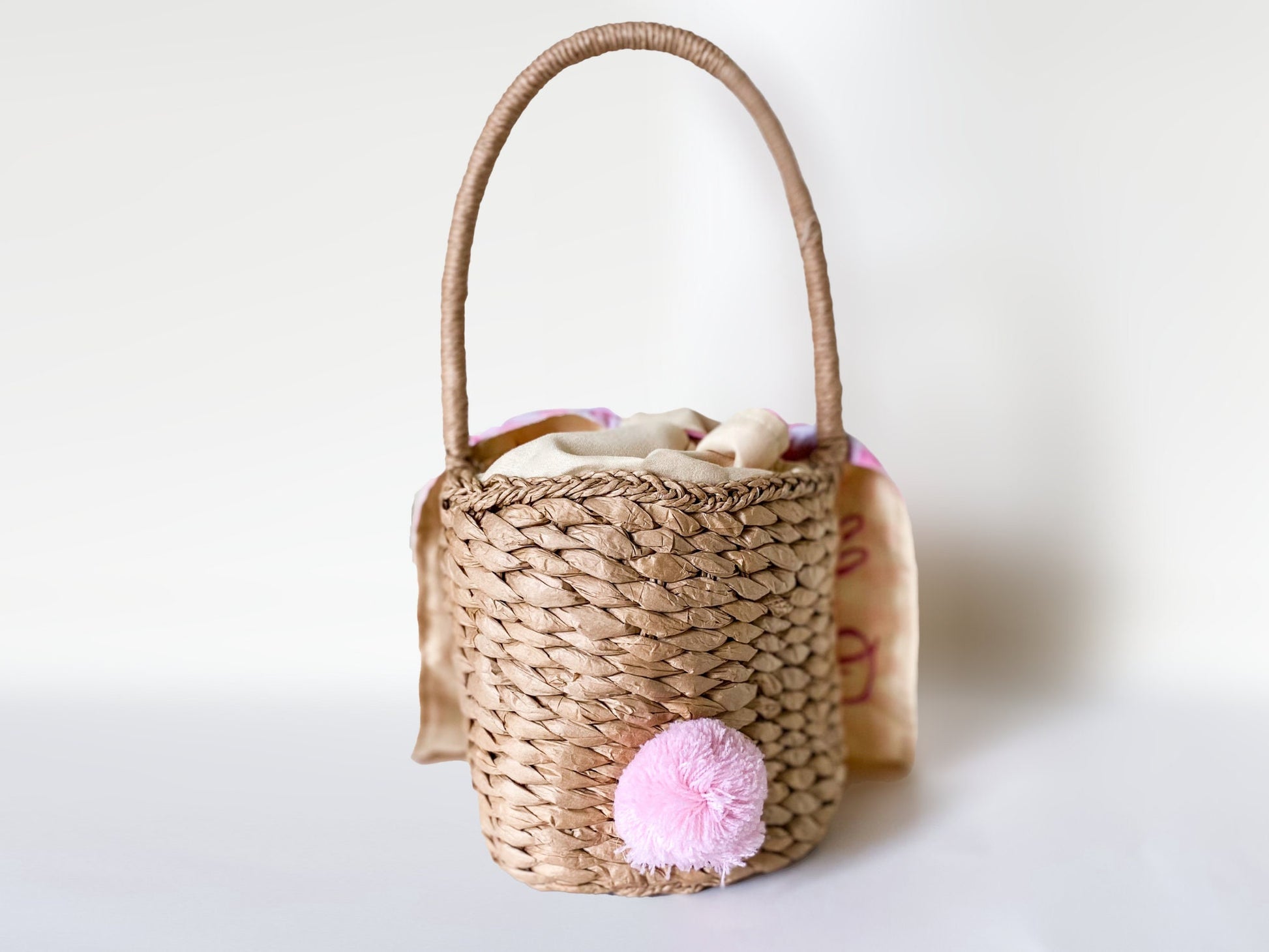 Custom Woven Easter Basket, Rabbit Ear Rattan Straw Basket, Large, Monogrammed / Customized