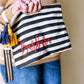 Elegant Monogram Stripe Canvas Clutch with Tassel Accent - Savannah Creations