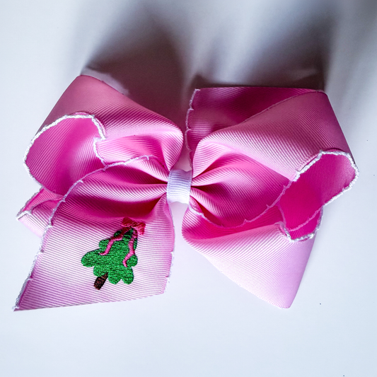 Christmas Tree Embroidered Hairbow - Savannah Creations