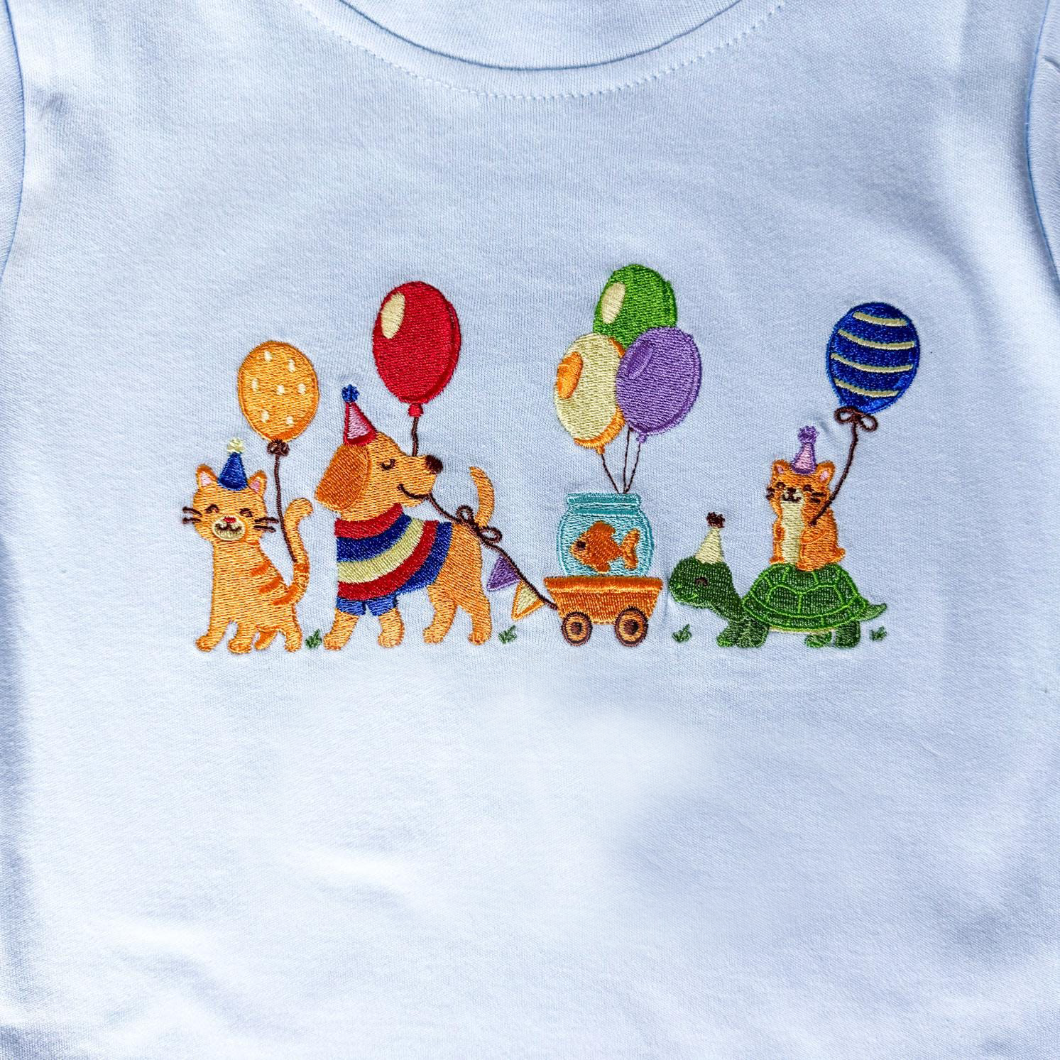 Embroidered Pet Birthday Parade Shirt - Savannah Creations