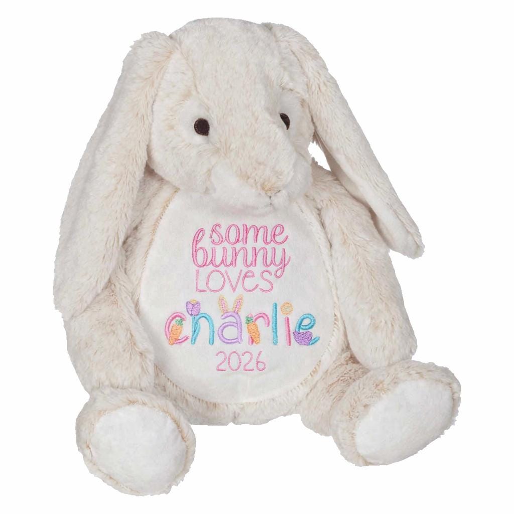 Embroidered Easter Bunny – Personalized Plush Keepsake, Baby's First Easter