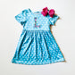Embroidered Floral Monogram Girl's Dress with Bow