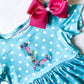 Embroidered Floral Monogram Girl's Dress with Bow