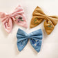 Embroidered Linen Hair Bow: Personalized Initial & Flowers