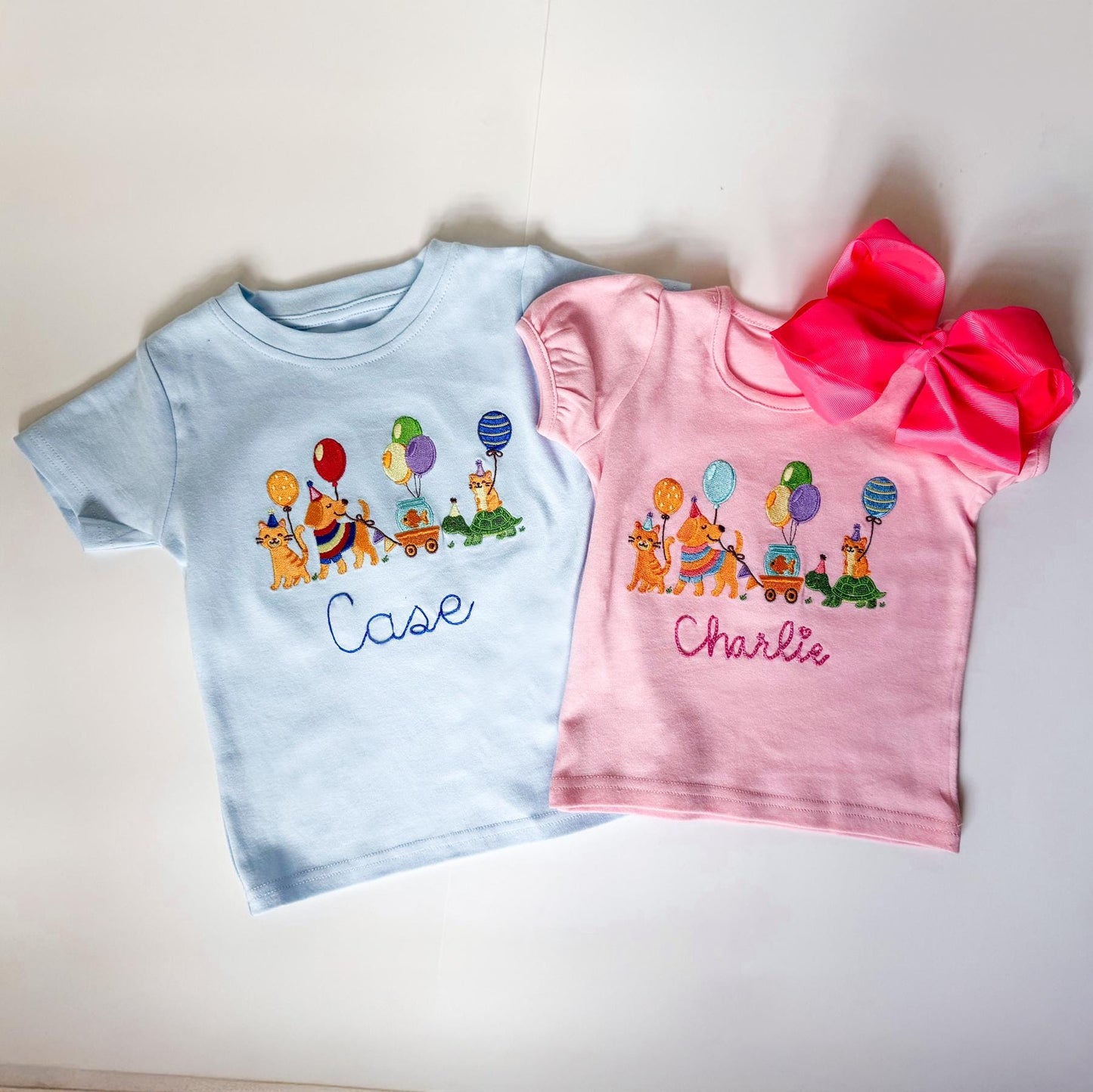 Embroidered Pet Birthday Shirt, Custom Monogram, Animal Party