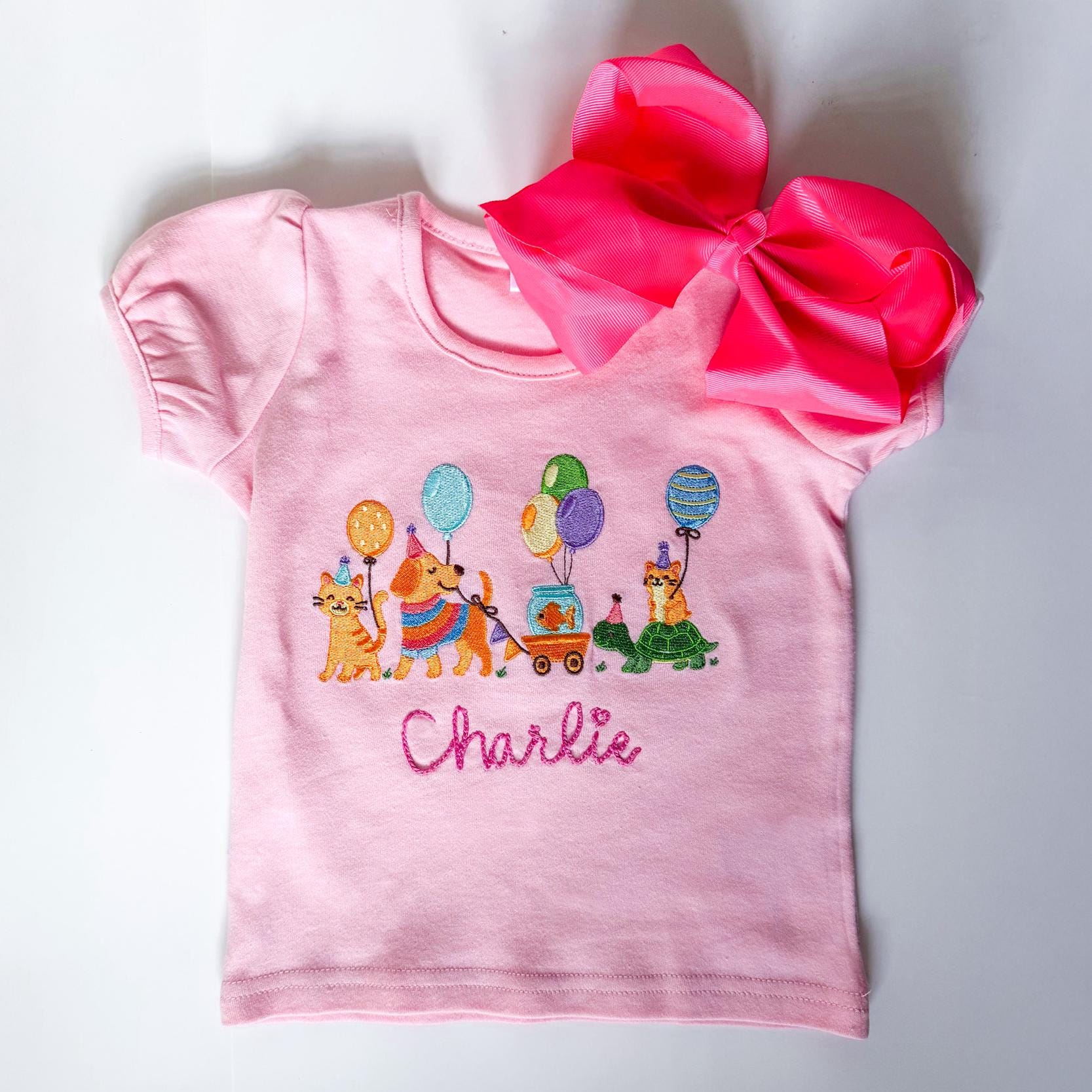 Embroidered Pet Birthday Shirt, Custom Monogram, Animal Party